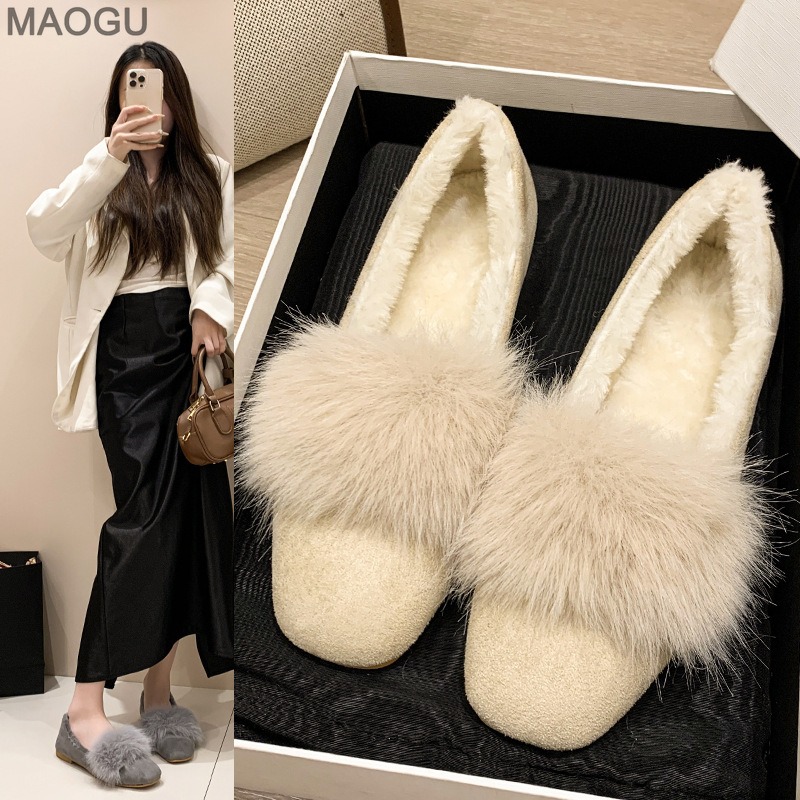 Women'S Shoes - Women's Plush Flat Shoes 2025 Autumn
