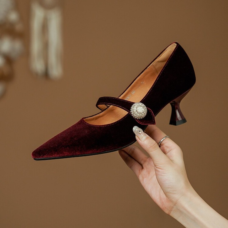 Wine Red Pointed Toe Mary Jane - Boots recension och pris