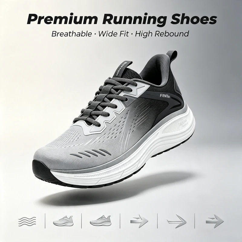 Fitville Men's Sports Sneakers - Wide Toe Box Running Sneakers recension och pris