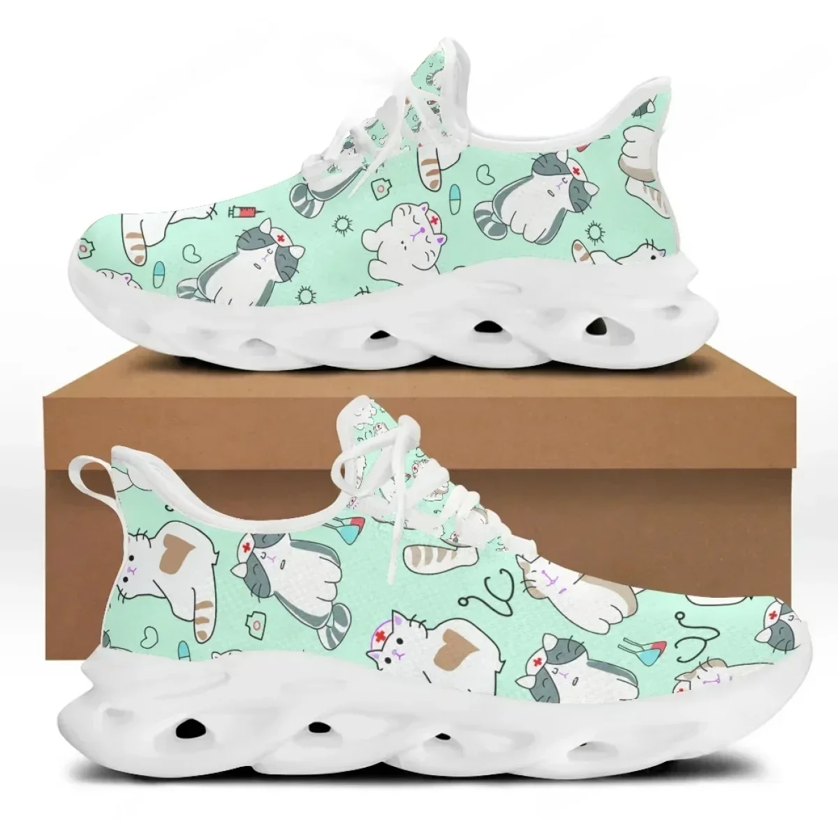 Hot Summer Spring Women Lace U - Knit Fabric Lace Up Sneakers recension och pris