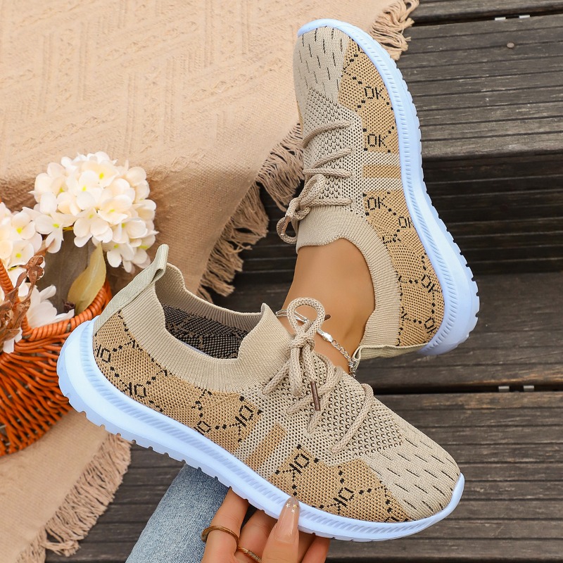 2026 New Lace Up Round Women's - Knit Fabric Lace Up Sneakers recension och pris