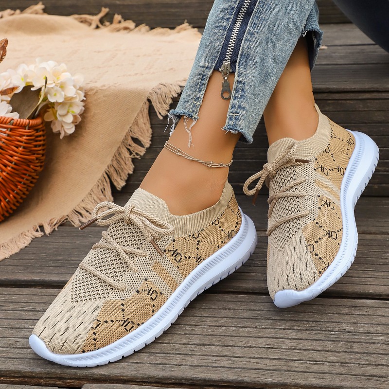 2026 New Lace Up Round Women's - Knit Fabric Lace Up Sneakers recension och pris
