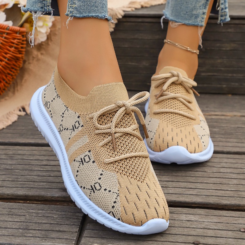 2026 New Lace Up Round Women's - Knit Fabric Lace Up Sneakers recension och pris